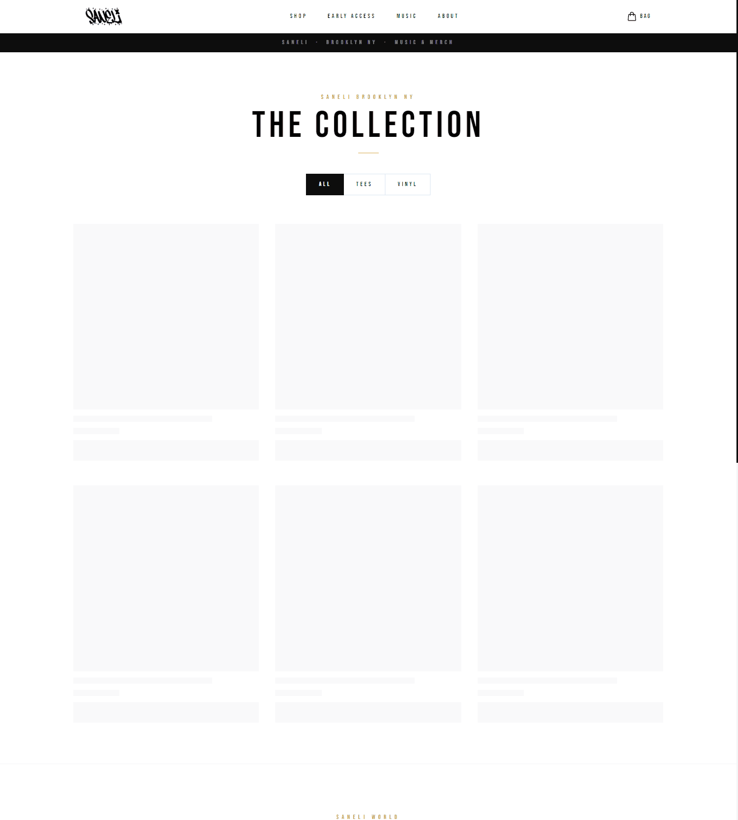 SANELi shop page with category filters
